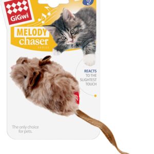 Suhaco Interactive Cat Feather Toy Melody Chaser Chirpy Mouse Cat Toys for Cats, Plush Cat Toys for Indoor Cats Adult, Funny Squeak Kitten Toys for Boredom