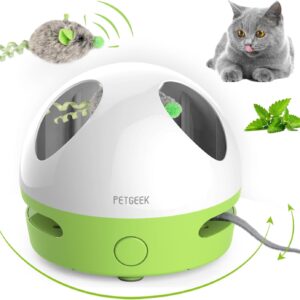 PETGEEK Interactive Cat Toy, Hide Mouse Cat Toy with Squeaky Mouse, Electronic Automatic Cat Toys with Catnip Filled Hidey Mouse, Cat Toys Interactive for Indoor Cats Exercise & Game