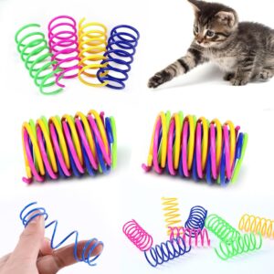 Nepfaivy Cat Toys for Indoor Cats - 12 Pcs Cat Colorful Springs Toys, Interactive Cat Creative Toys, BPA Free Plastic Cat Coil Toys，Perfect for Cats Kittens to Bite, Chew and Kick