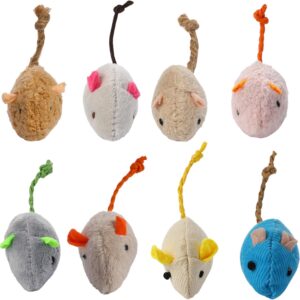 8 Pack Cat Mice Toys Interactive Toy Cats Mouse Plush Cat Toys Catnip Toy Biting Toys for Cats Mouse Shaped Toy for Indoor Cats Realistic Design 8 Color