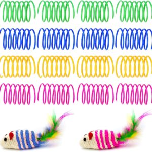 sukevitor 18Pcs Cat Spring Toys, Spring Cat Toy, Colorful Cat Springs Interactive Cat Toys, Spring Kitten Toys for Swatting, Biting, Hunting, Active Healthy Play and Bouncing Play Training