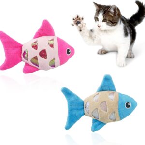 Andiker Cat Catnip Toys, 2pcs Small Cat Fish Toys with Crinkle Shine Ring Paper to Make Sound to Catch Your Cats Eyes and for Your Cats to Chew and Catch Interactive Cat Toys Indoor Cat (2PCS)