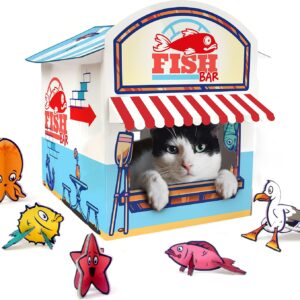 Suck UK Cat Play House | Novelty Cat Kiosk Playhouse | Cat Toy & Accessories | Flat Packed & Easy To Assemble