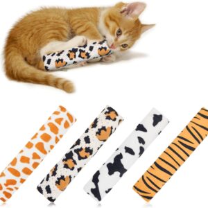 Andiker Cat Toys Cat Pillows, 4pcs Plush Catnip Toys for Cats with Animal Patterns for Indoor Cats Entertain, 9.84inches Cat Interactive Toy with Crinkle Sound for Chasing Chewing Exercising (Style 1)