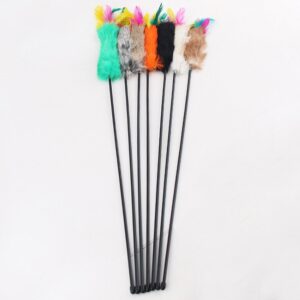 JJ Store Colorful Feather Teaser and Exerciser For Cat and Kitten Cat Toy Wand Random Color